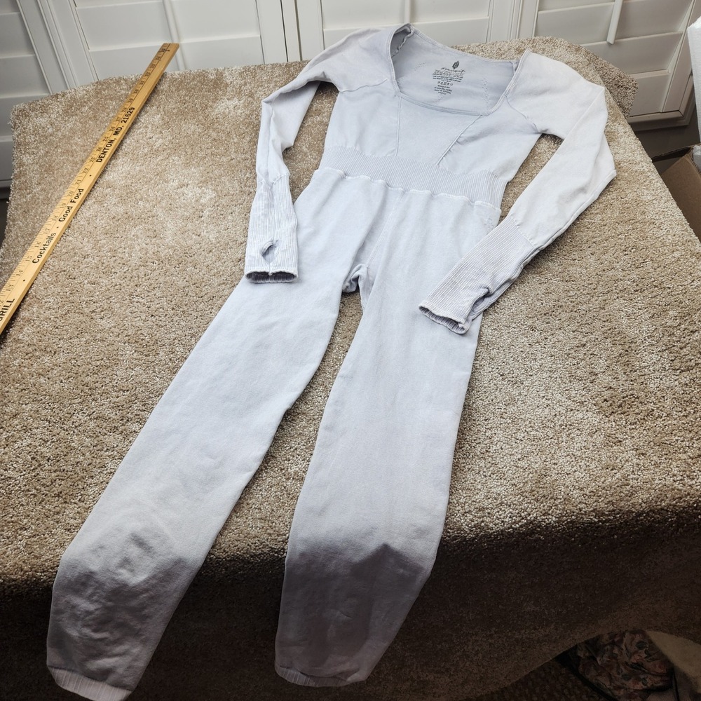 Free People Movement Good Karma Long Sleeve Onesie Light Blue M/L F7043YLS